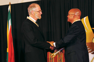 Prof Johann Lutjeharms and President Jacob Zuma