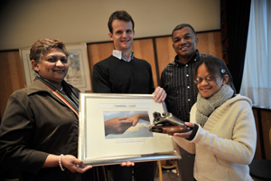 Dr Peter Nourse (second from left) with Gail (left), Colin and Danielle Daniels (front)