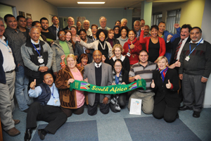 Staff of the Properties & Services Department and rofessor Thandabantu Nhlapo (middle in picture)