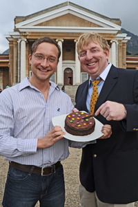 Assoc Prof Thomas Gstraunthaler and Stuart Hendry celebrate their Distinguished Research Award