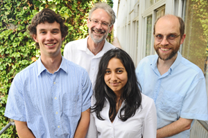 (from left) Matthew Butler-Adam, Prof Murray Leibbrandt, Salma Kagee, and Prof Martin Wittenberg