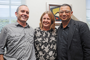 Prof Susan Parnell with husband Prof Owen Crankshaw (left) and Prof Edgar Pieterse