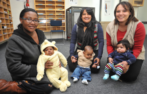 (From left) Julie Kahumuza with Cedric, Rushana Larney with Imaad, and Lauren Williams with Ethan