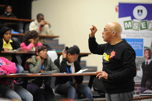 Roger Mackay runs a revision session with learners