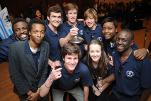 The UCT team celebrate their victory at the Backsberg Vino Intervarsity 2011 Challenge.
