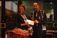 Prof Thandabantu Nhlapo presented the awards to the fancy dress winners