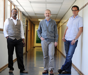 Profs Pilate Moyo and Mark Alexander with Assoc Prof Hans-Dieter Beushausen