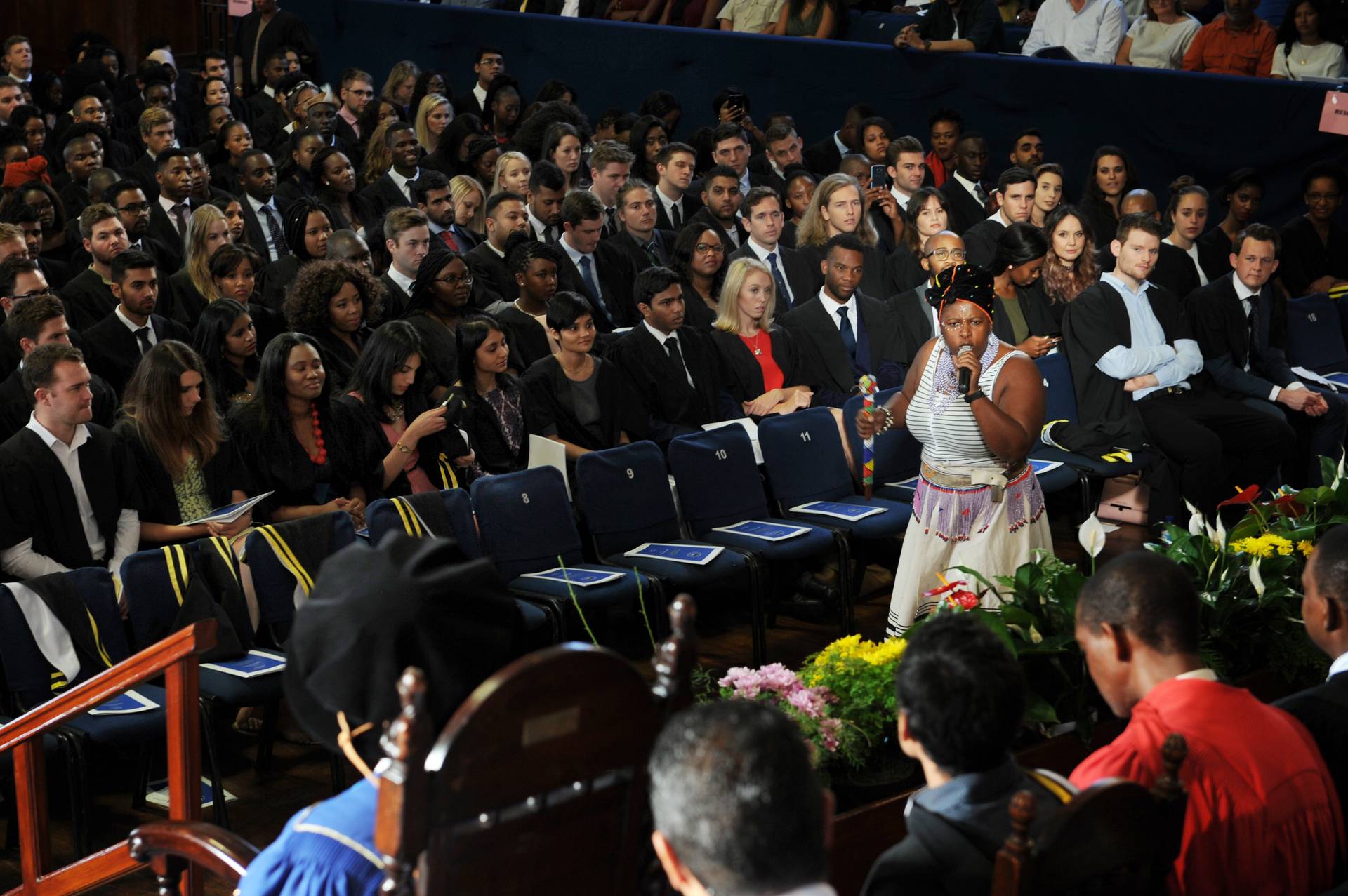 Sange, third-year African music student, gave the praise recital ahead of each of the graduation ceremonies.