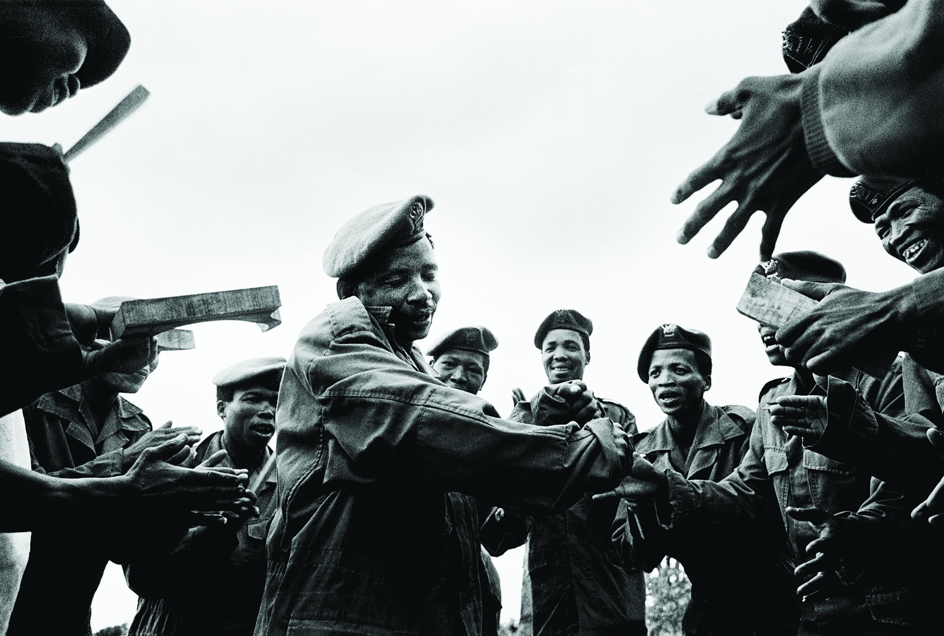 Soldiers being demobilised, Mangetti Dune, Namibia, 1989