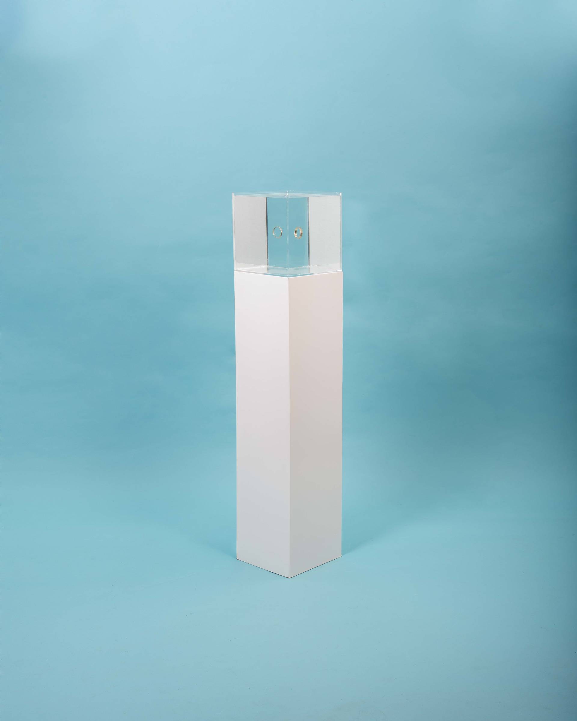 The cube of water on a plinth highlights how we tend to try and mould nature inorganically.