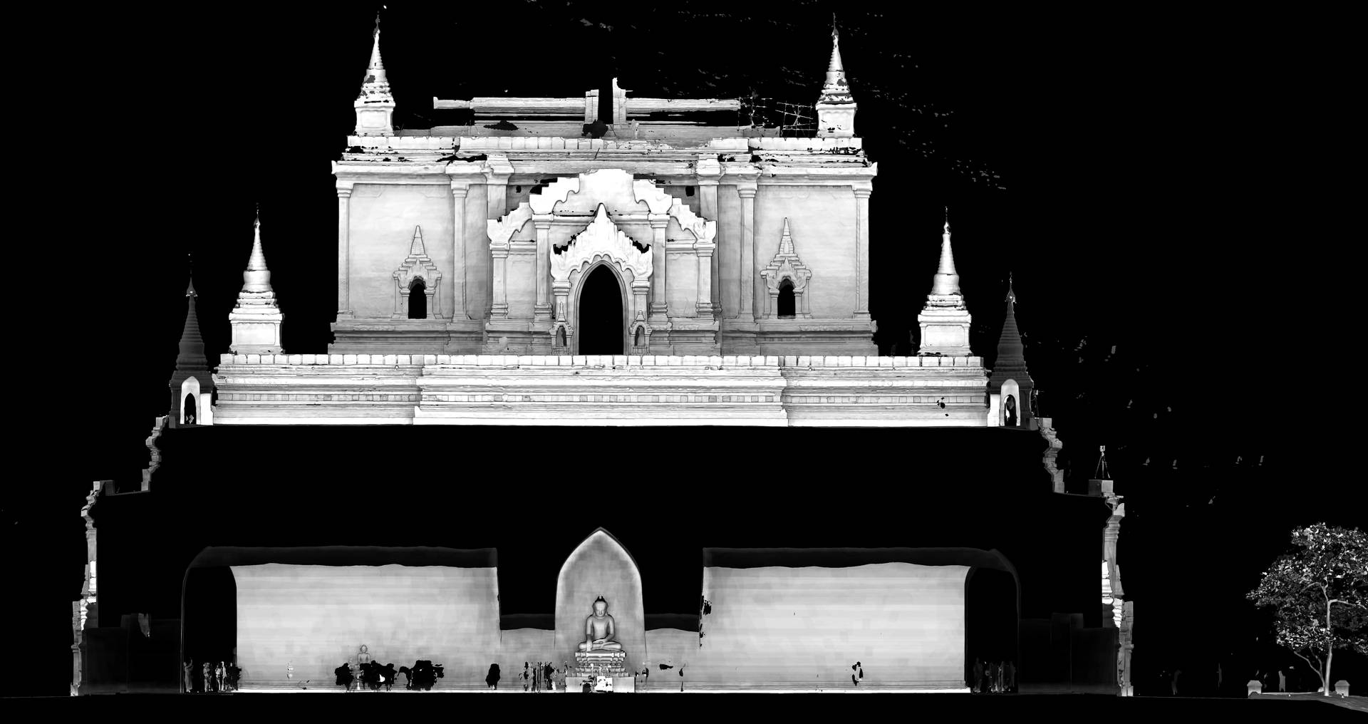 A screen print of a section of the model of the monument. This is only 10&nbsp;% of the complete data set and the team still faces weeks of processing before a final textured and complete model of the inside and outside is generated.