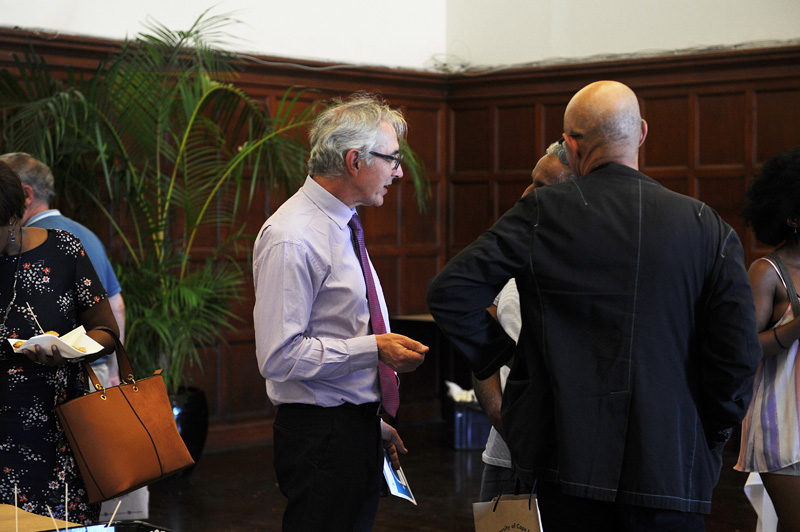 Vice-Chancellor, Dr Max Price, chatting to parents of first-years during the parent orientation programme.