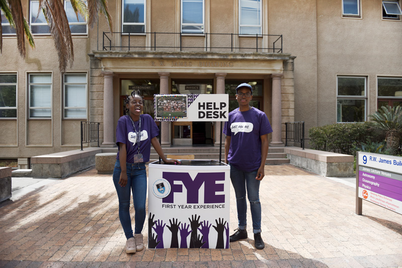 Help desks were available all around campus for first-year students and their parents.