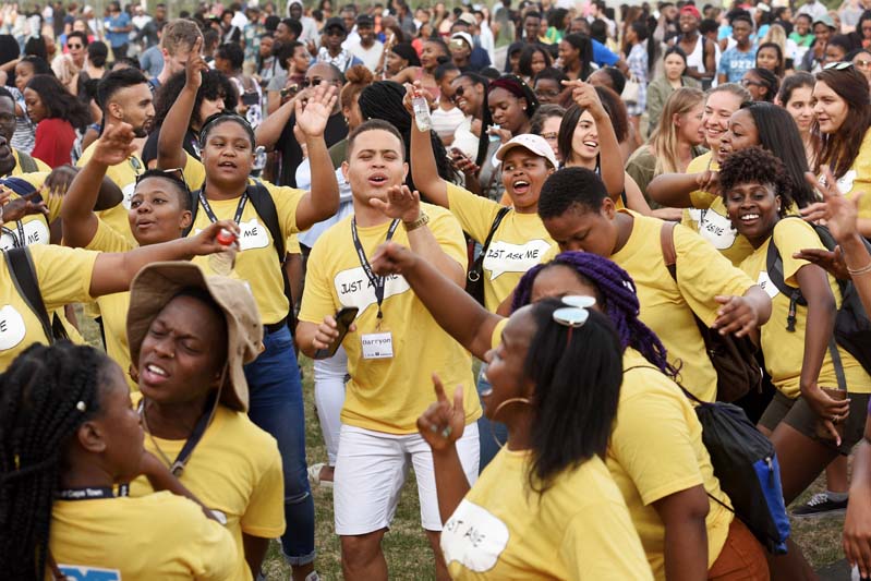 New UCT students at the annual Freshers Braai, which capped two weeks of orientation programmes. One third of the famous green mile on upper campus was crammed with first-years having fun in the evening sun.