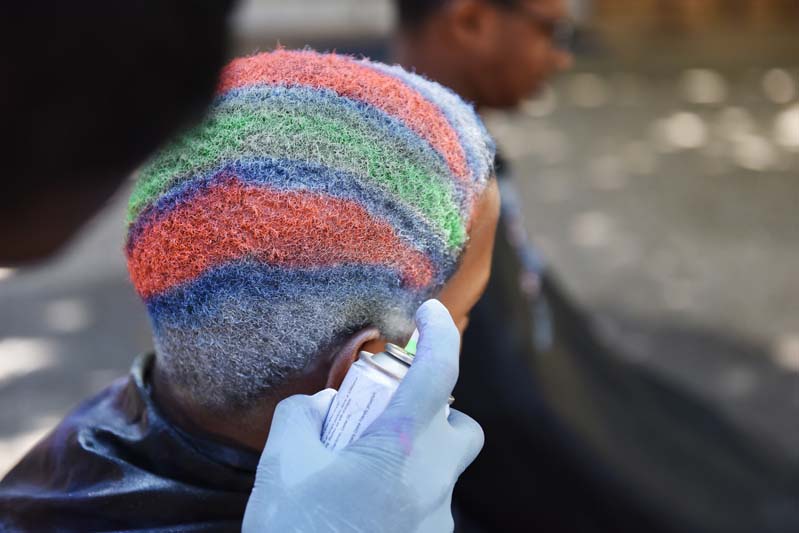 Many students opted to have their hair sprayed, and the campus was a rainbow of colourful hair.