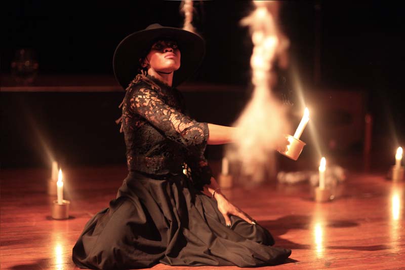 Sethembile Msezane’s Signal Her Return III was a living installation of flames, braids of hair and bells, representing the stories of women who have died through violence. The production called for audiences to remember these women, and to acknowledge their stories.