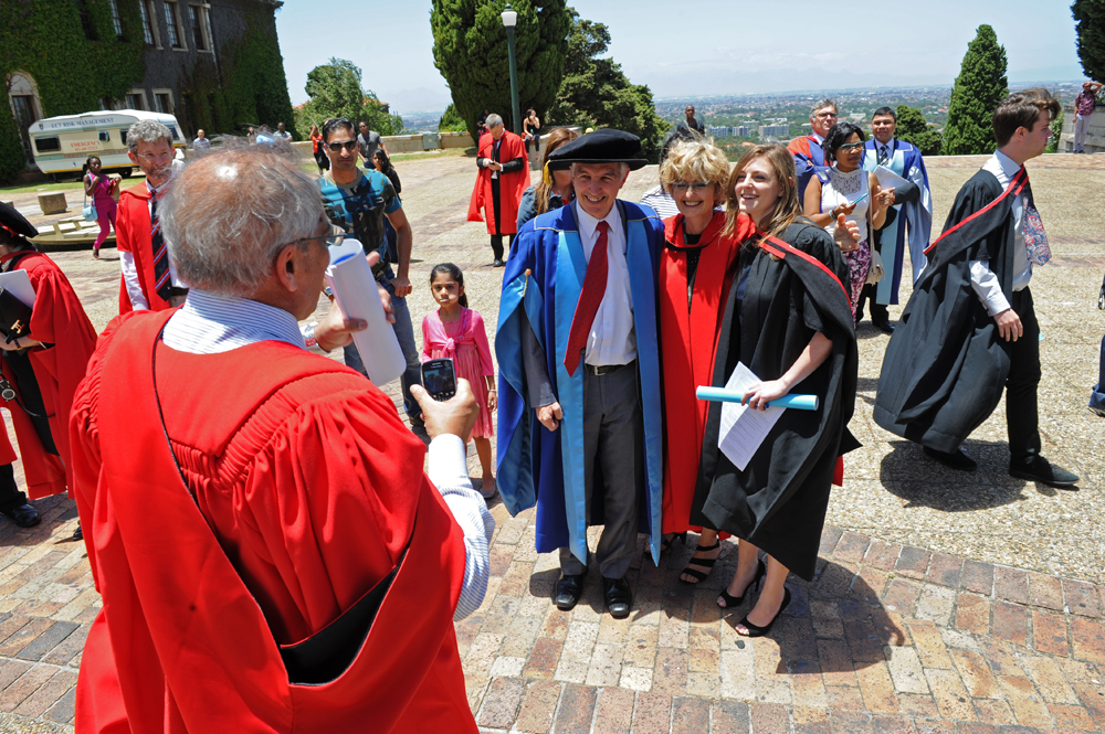 Dr Price and his wife, Professor Deborah Posel, with their daughter, Jessica, who graduated from the Faculty of Health Sciences in 2015.