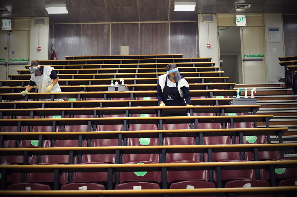 Lecture halls were given a proper clean in preparation for the return of students to in-person teaching.