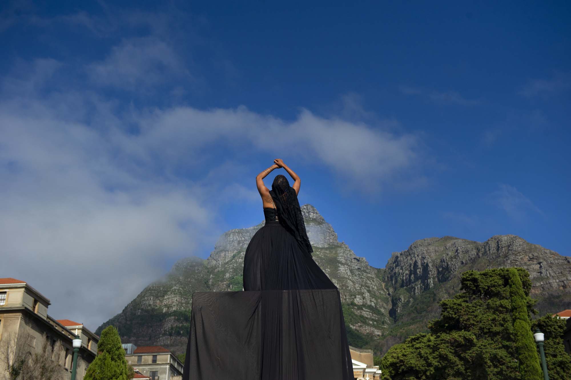 Qondiswa James performing during the Works of Art Committee’s “Fire This Time” festival on upper campus. Photo Lerato Maduna.