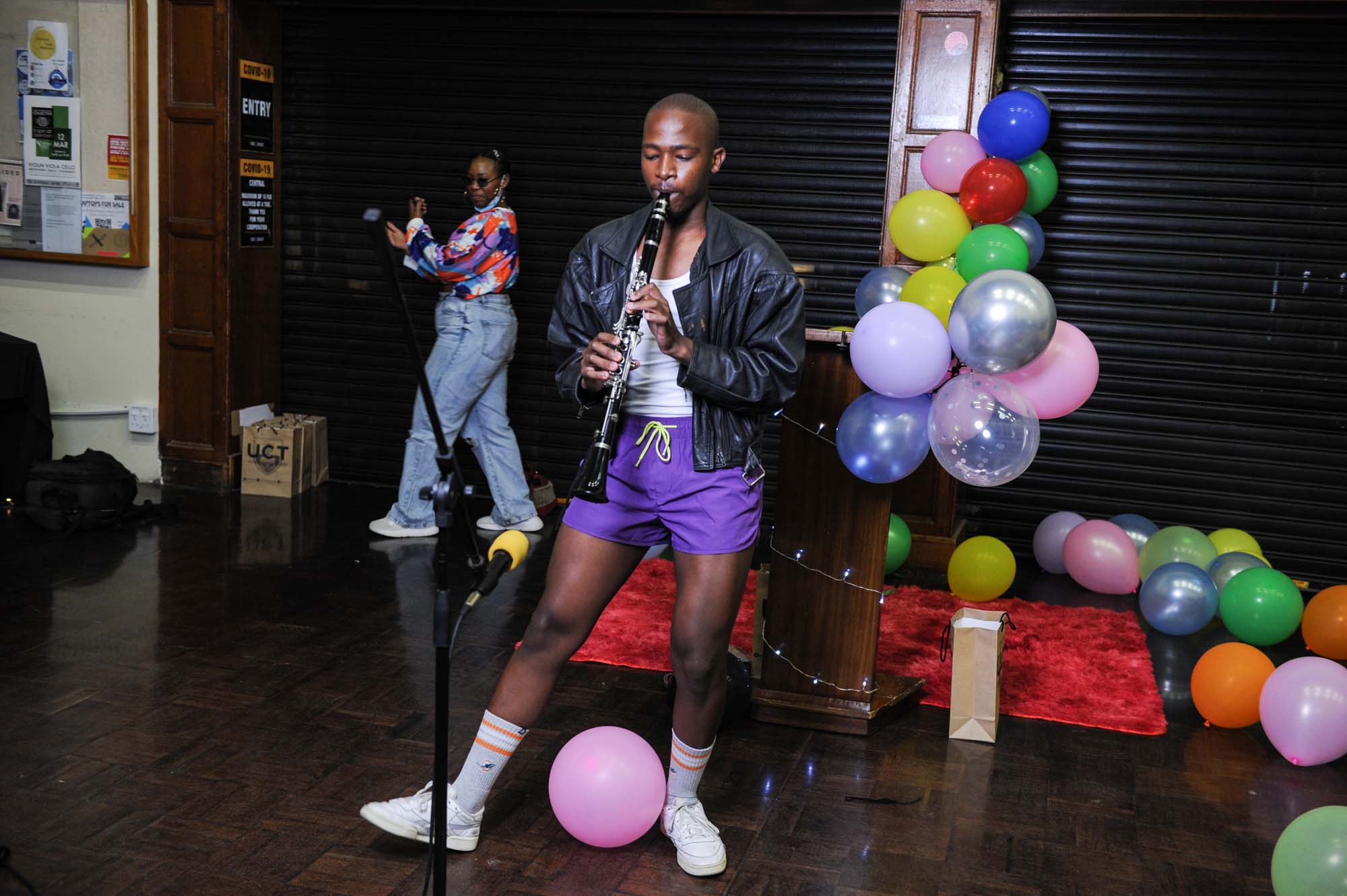 A performance by a student during a party hosted by the Department of Student Affairs to thank orientation leaders who helped with first-years onboarding. The event was held inside the Moly Blackburn Hall on upper campus. Photo Lerato Maduna.