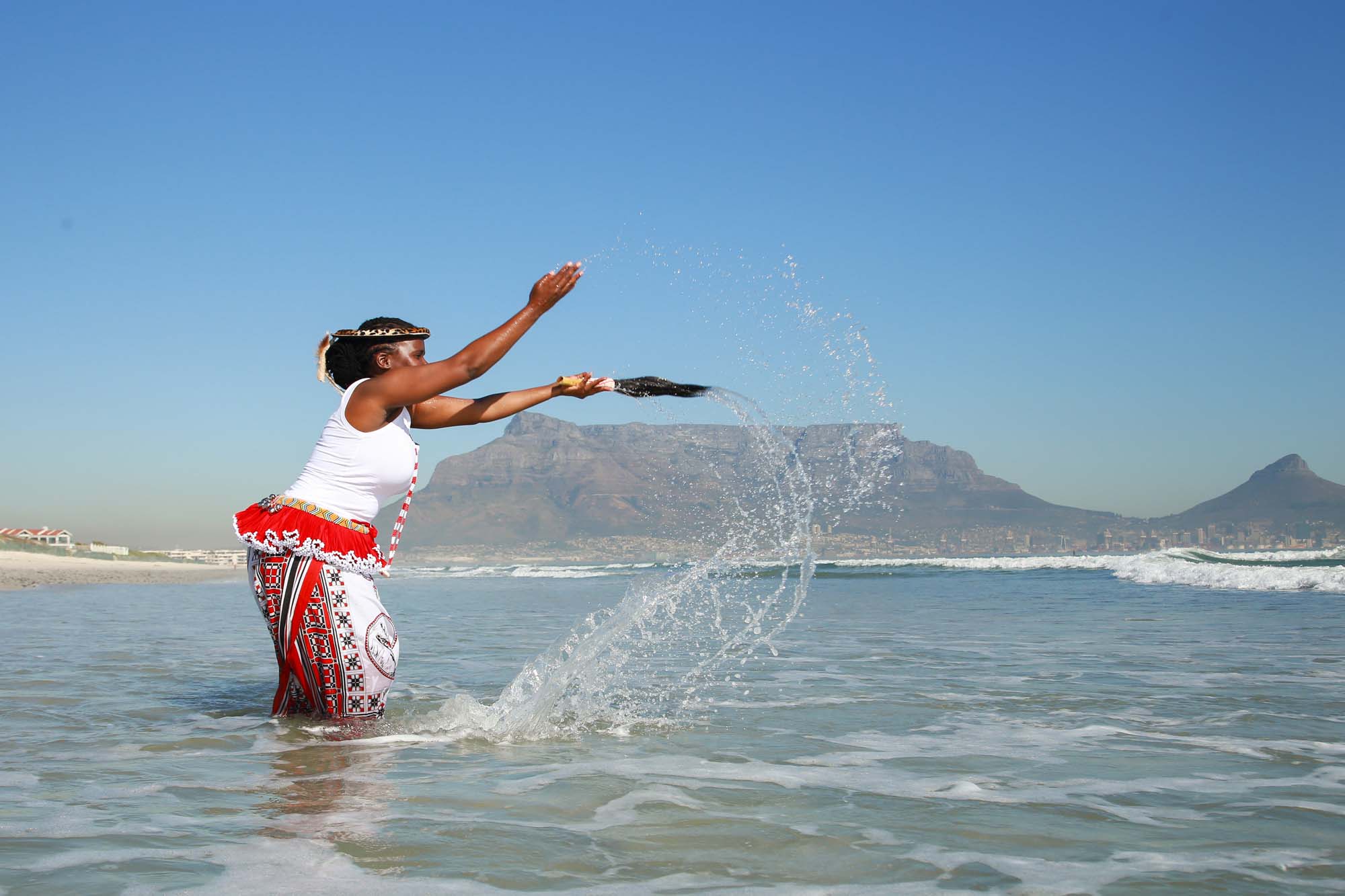 Dr Moagabo Ragoasha’s twin callings involve her work as an oceanography lecturer and as traditional diviner-healer. Her message on World Ocean’s Day was about ocean literacy; understanding why the seas are critical to human survival. Photo Je’nine May