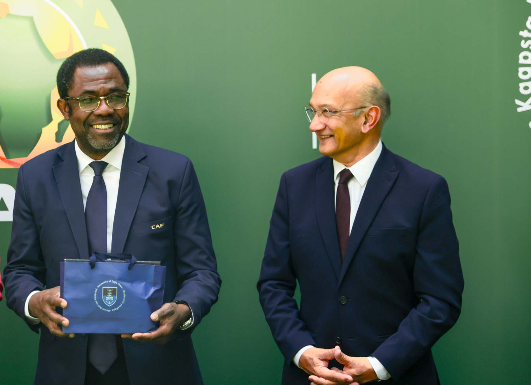 CAF Secretary General, Mr Veron Mosengo-Omba, and University of Cape Town (UCT) Vice-Chancellor interim, Professor Daya Reddy.
