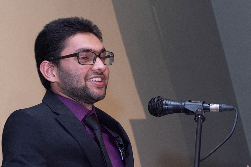 Ammar Canani delivers his address at the annual sports dinner