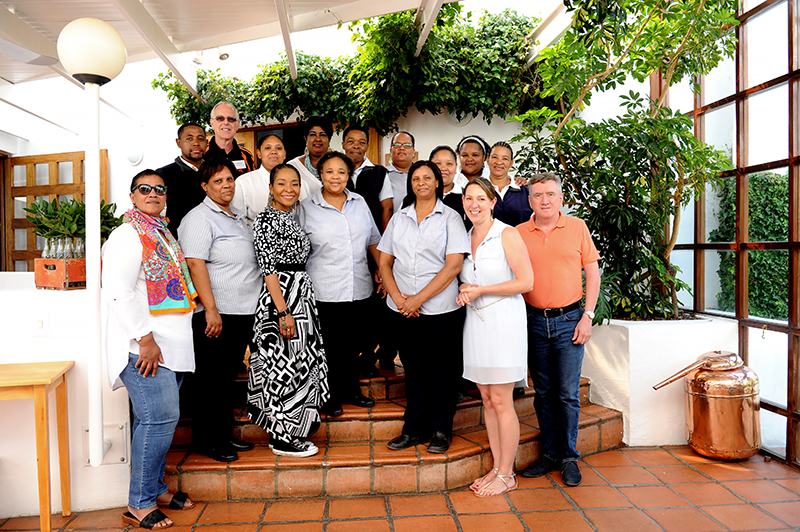 The NAPP organising group and the Mont Fleur team join Prof Mamokgethi Phakeng after her talk with the new academics.