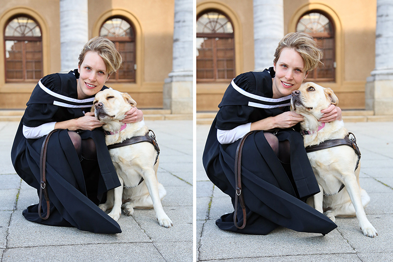 Michelle Botha at her 2014 graduation with Panda