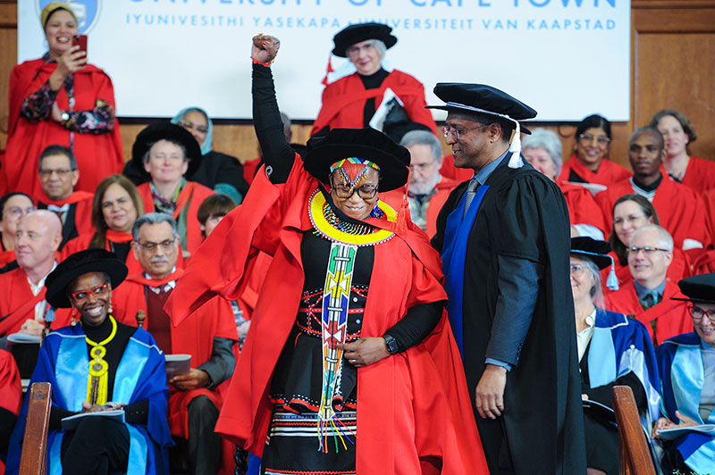 Assoc Prof Tracey Naledi at her PhD graduation in July