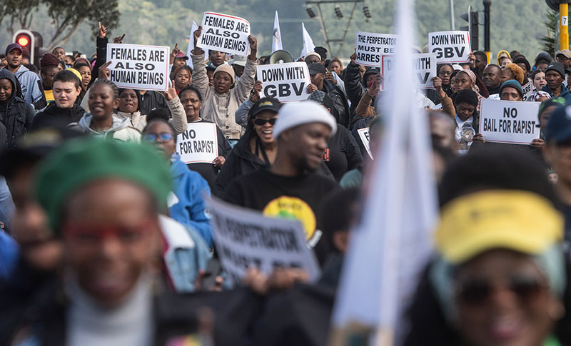 Hundreds of people joined in the walk with the message to end SGBVF