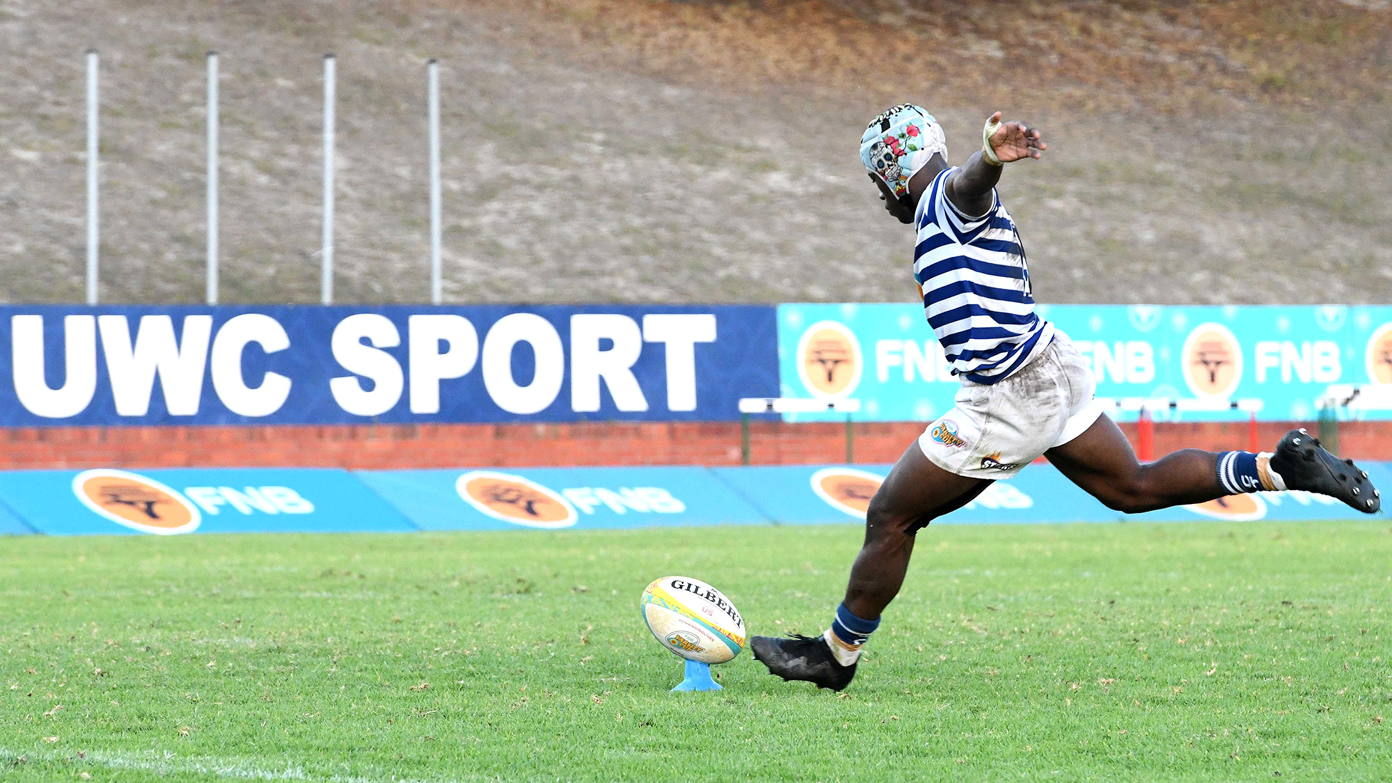 Ntokozo Makhaza lines up one of his many successful kicks this season