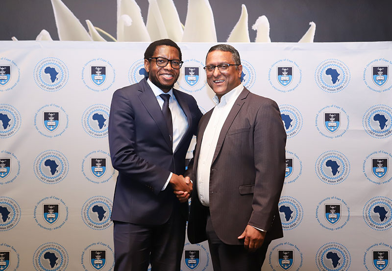 Royston Pillay (right) with VC Prof Mosa Moshabela