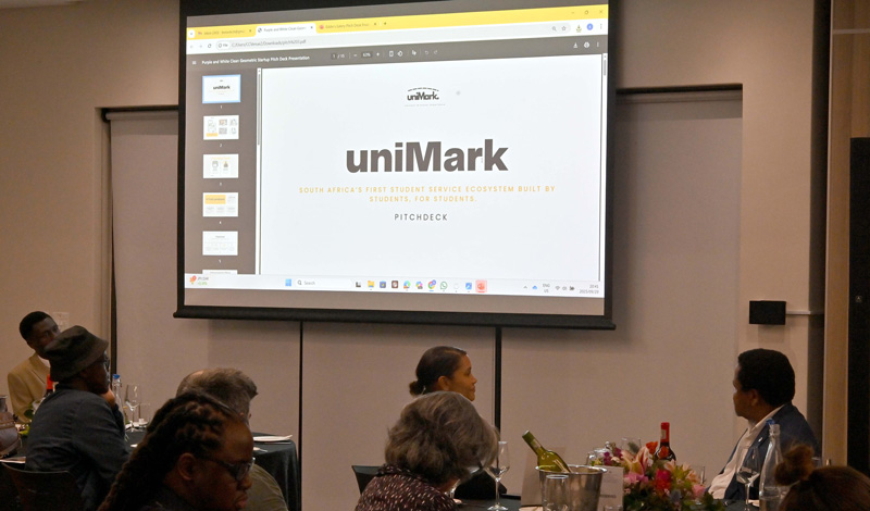 Thando Mzimela-Ntuli gives a glimpse of his student marketplace pitch deck.