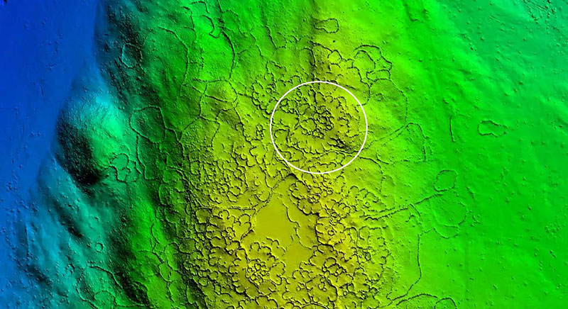 This is a LiDAR rendering of Serction A. The vegetation is stripped away, and the clarity of the homestead walling is much clearer. Additionally, the LiDAR image reveals walling to the left and right and right of the homesteads that on the Google Earth image is completely obscured by vegetation.